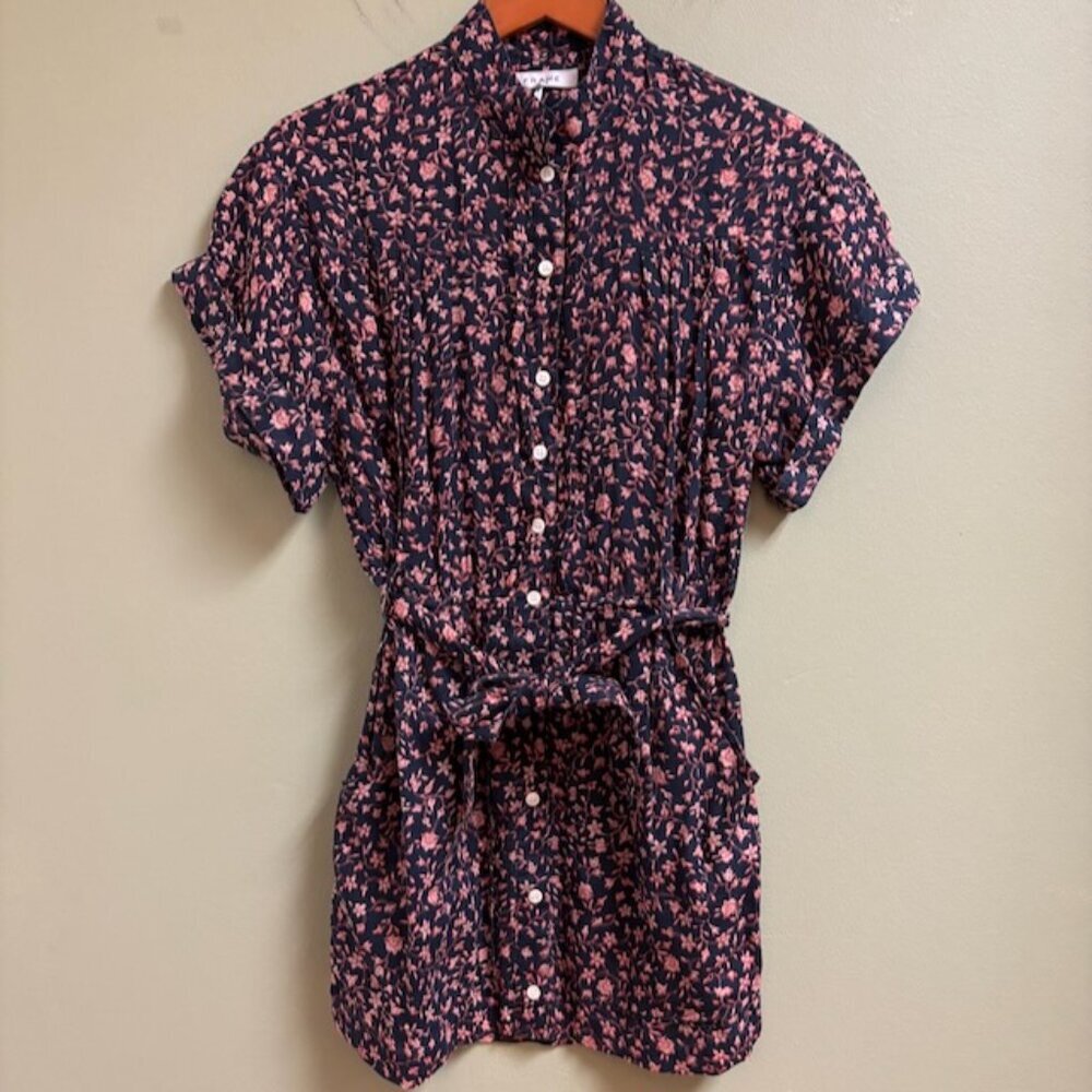 Frame Womens Dress Size XS Short Ramie Floral Button Cottagecore Peasant Beach